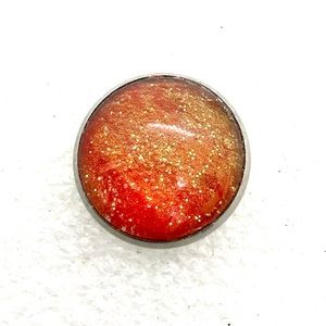 Brooch pin hand painted glass dome handcrafted